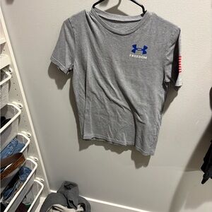 Under Armour Heather Gray Tee with Blue Accents